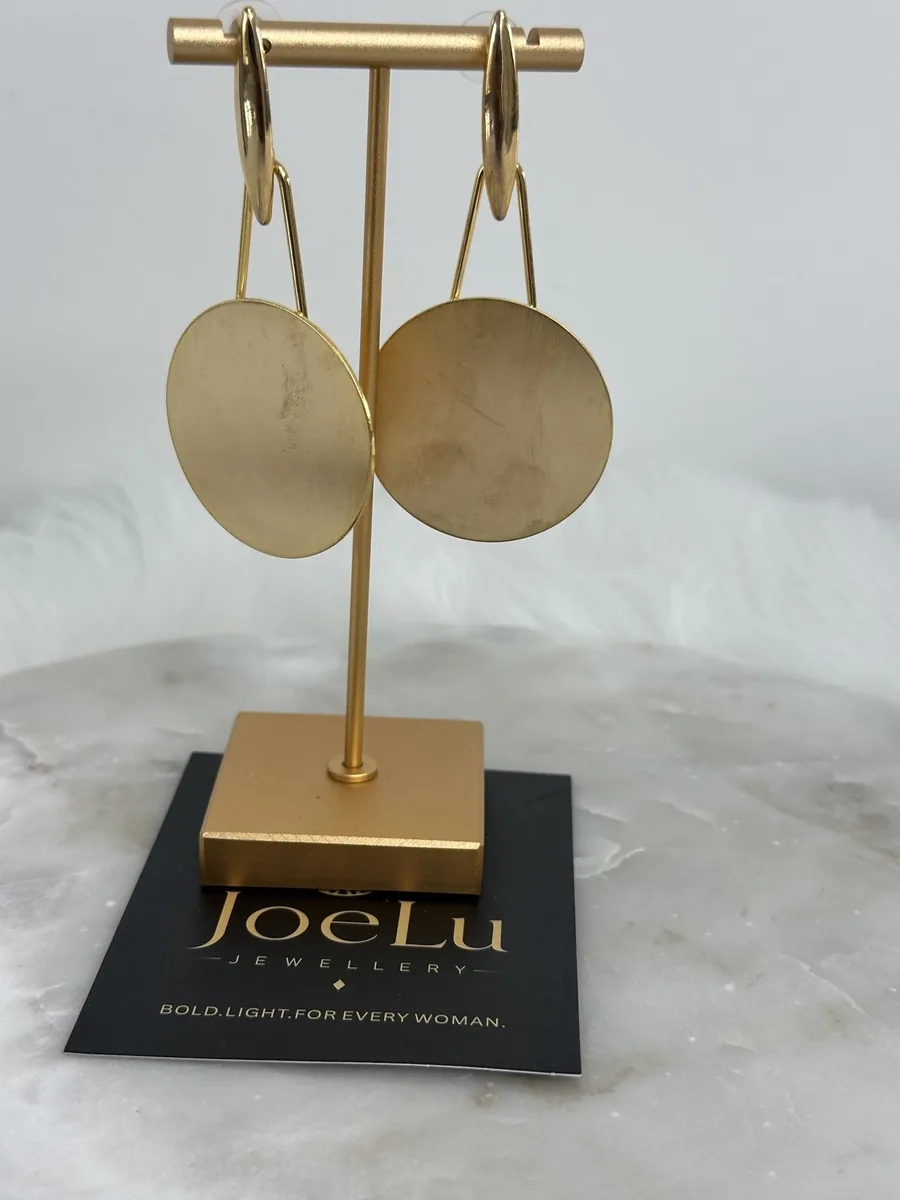 Gold Disc Drop Earrings, photo 4 of 4