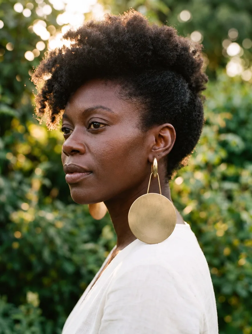 Gold Disc Drop Earrings