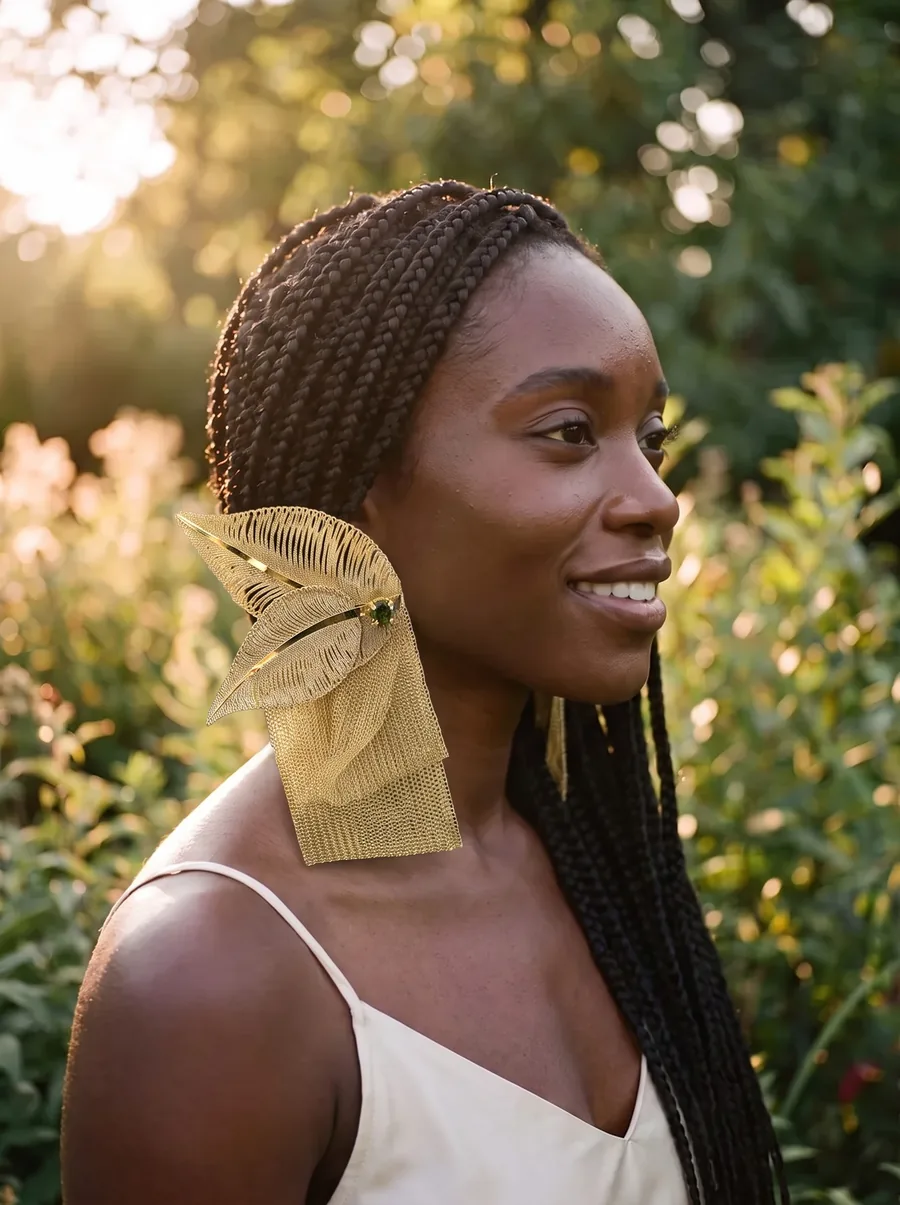 Gold Leaf Mesh Earrings