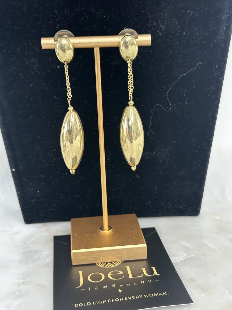 Gold Marquise Drop Earrings, photo 3 of 4