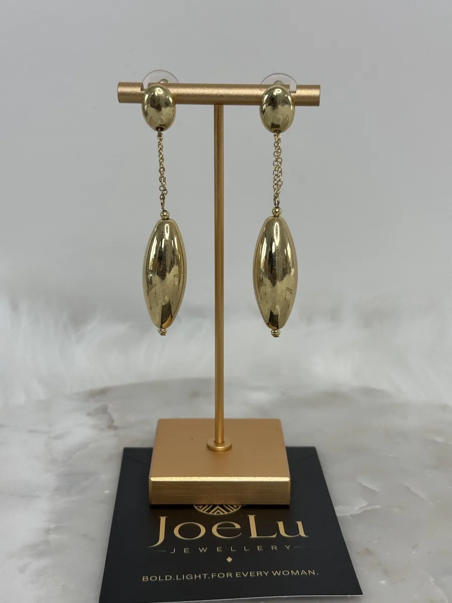 Gold Marquise Drop Earrings, photo 4 of 4