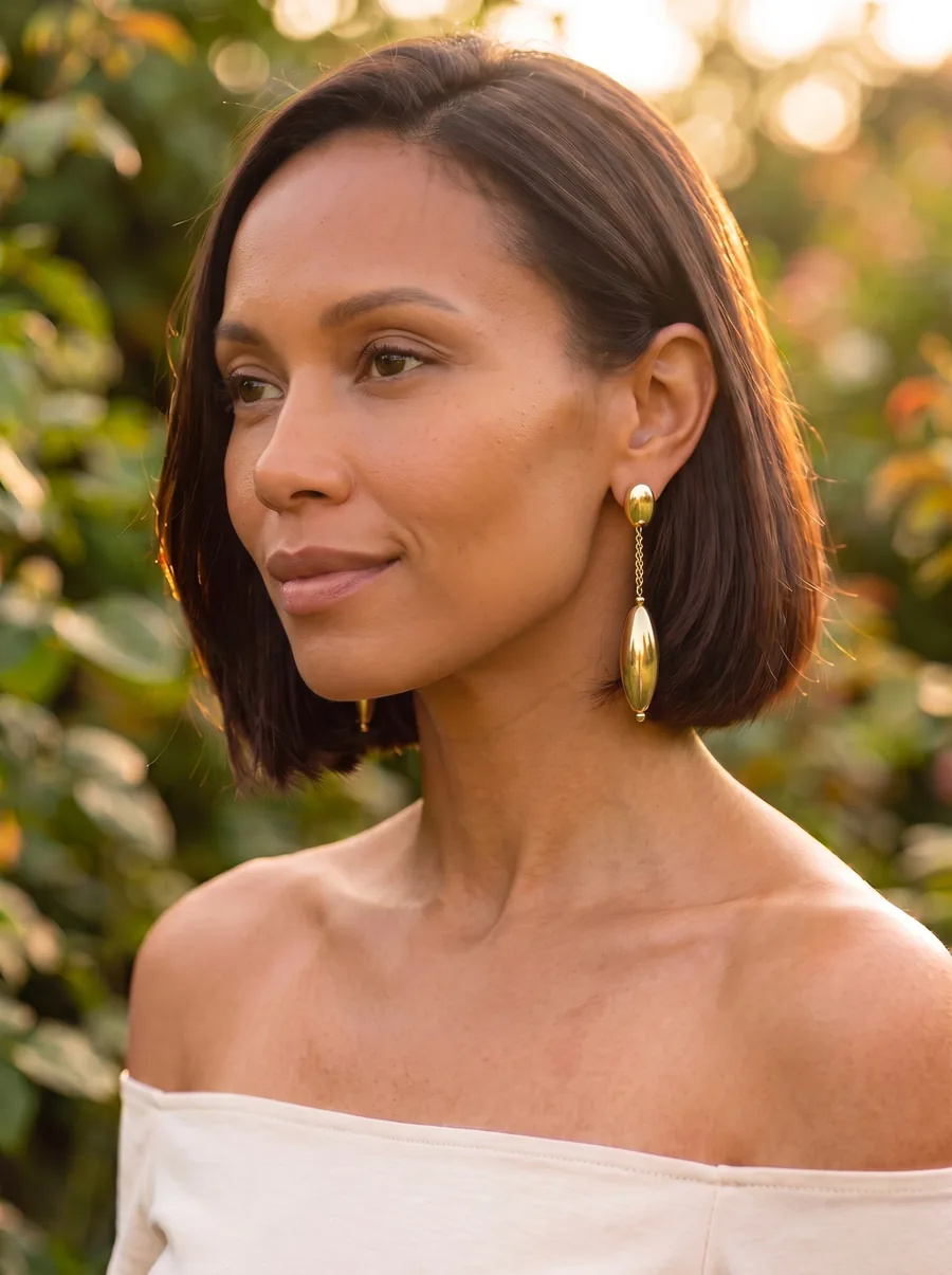 Gold Marquise Drop Earrings
