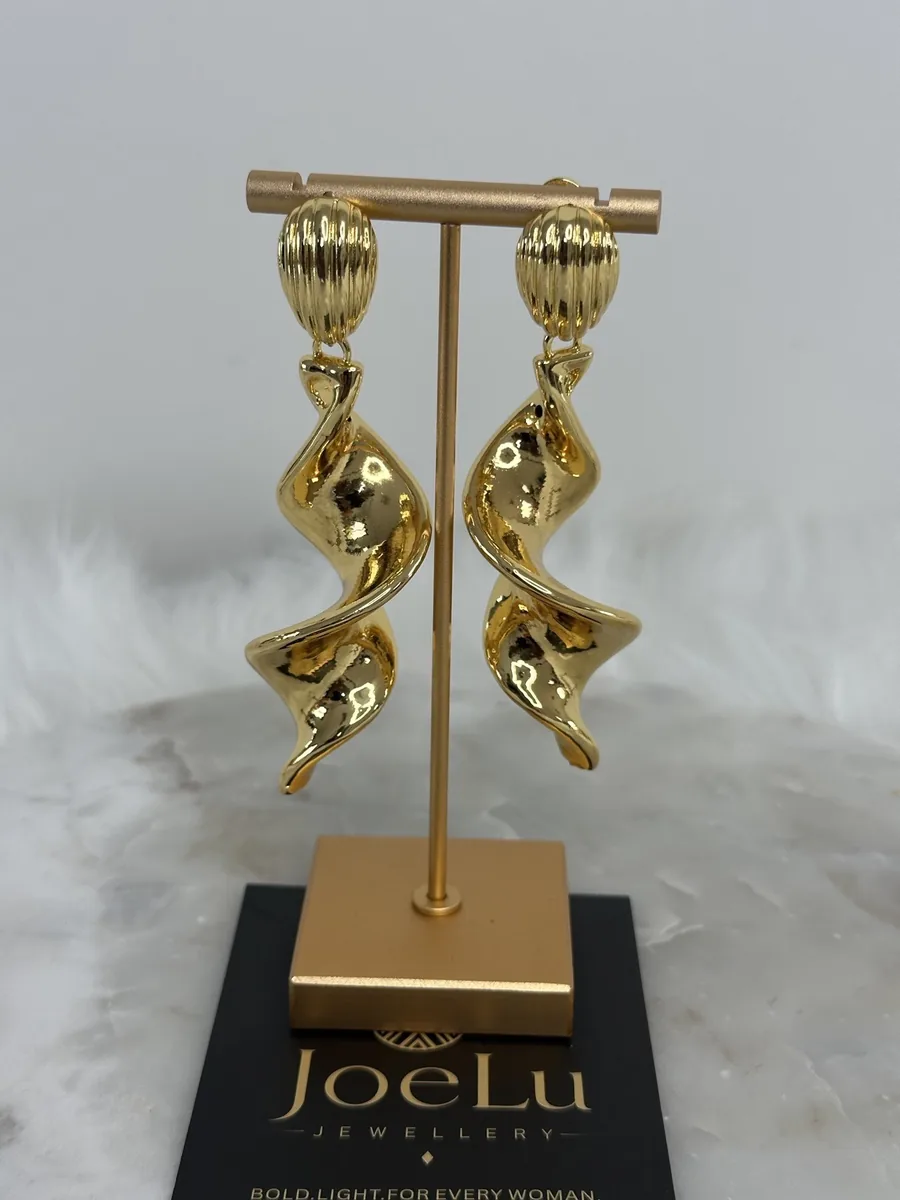 Gold Twist Ribbon Earrings, photo 4 of 4