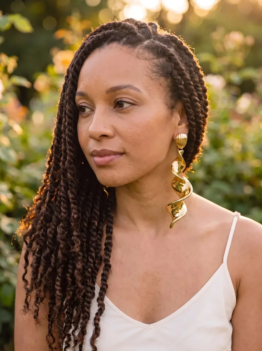 Gold Twist Ribbon Earrings