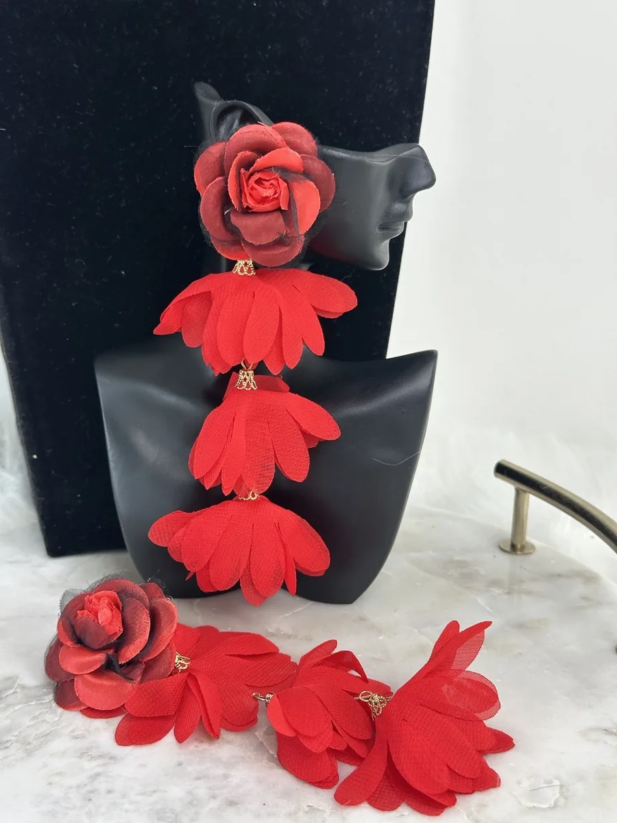 Red Rose Petal Earrings, photo 3 of 4