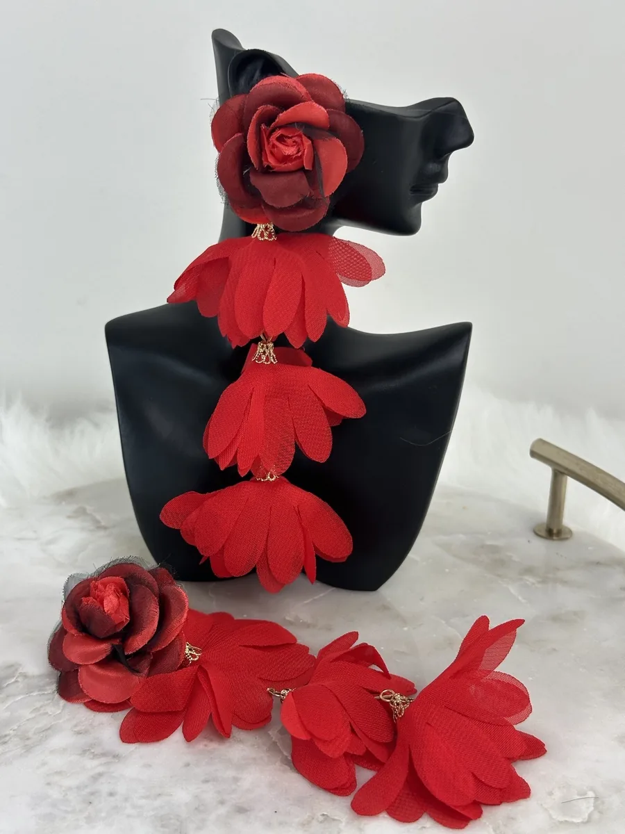 Red Rose Petal Earrings, photo 4 of 4