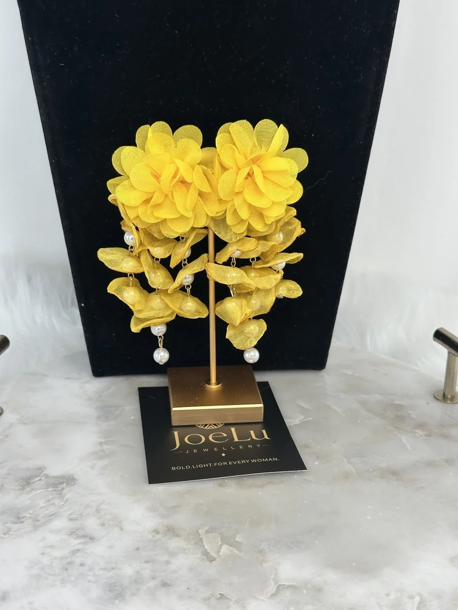 Yellow Blossom Pearl Earrings, photo 3 of 4