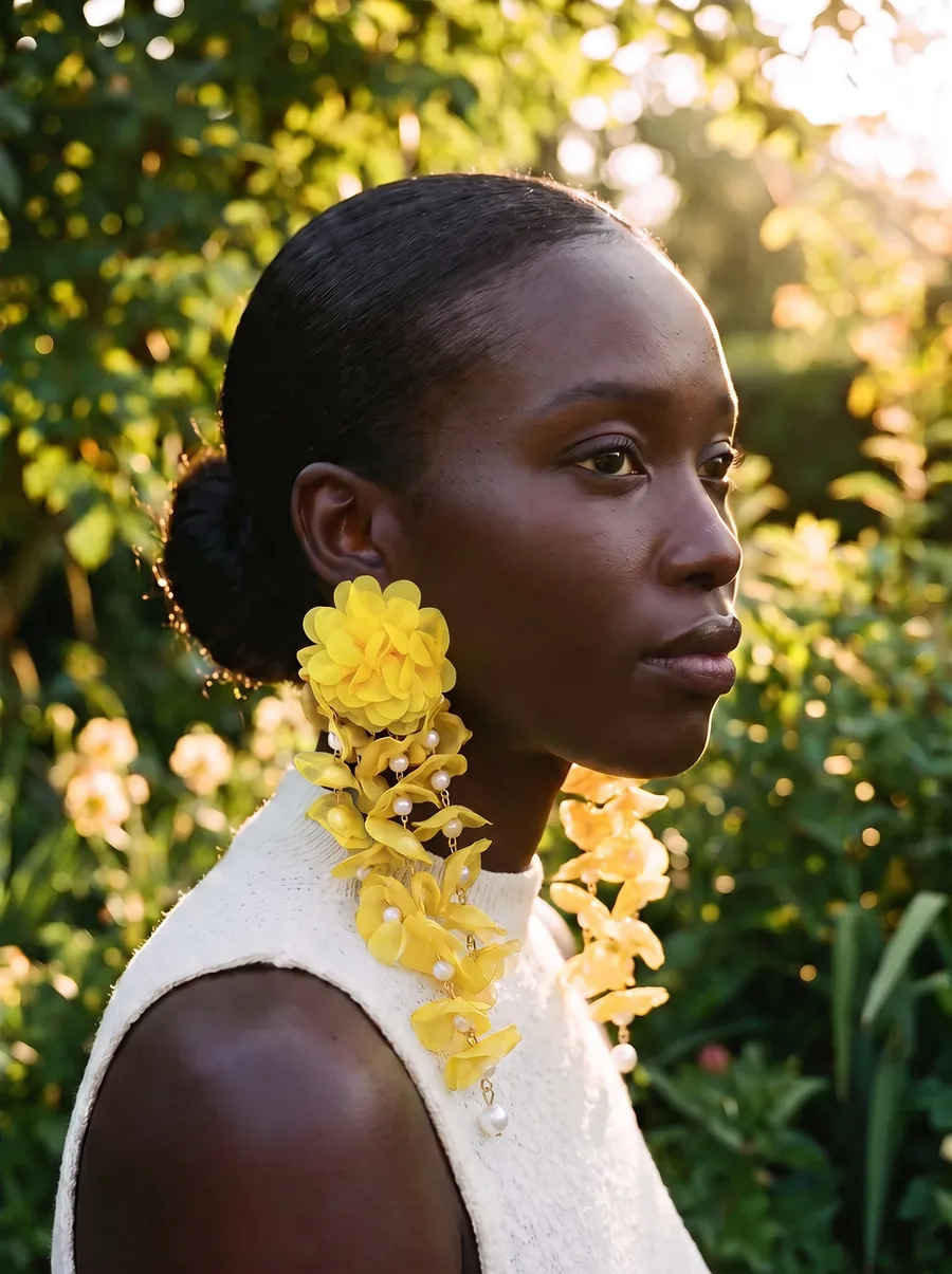 Yellow Blossom Pearl Earrings